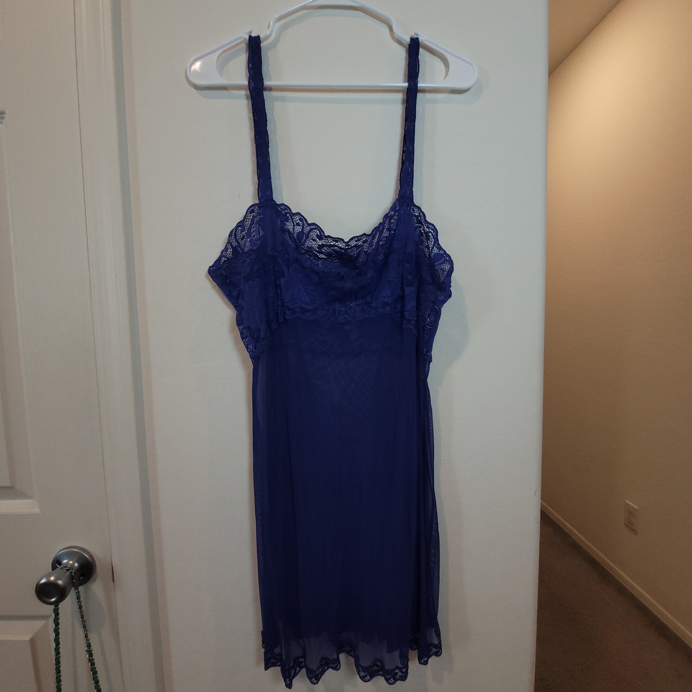 Victoria's Secret Blue Lace Trim Chemise